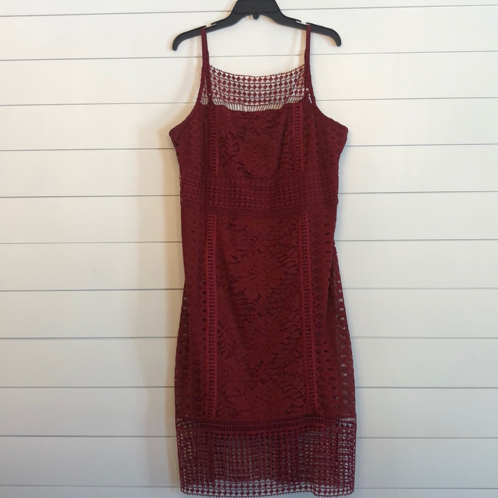 Plus red cocktail dress